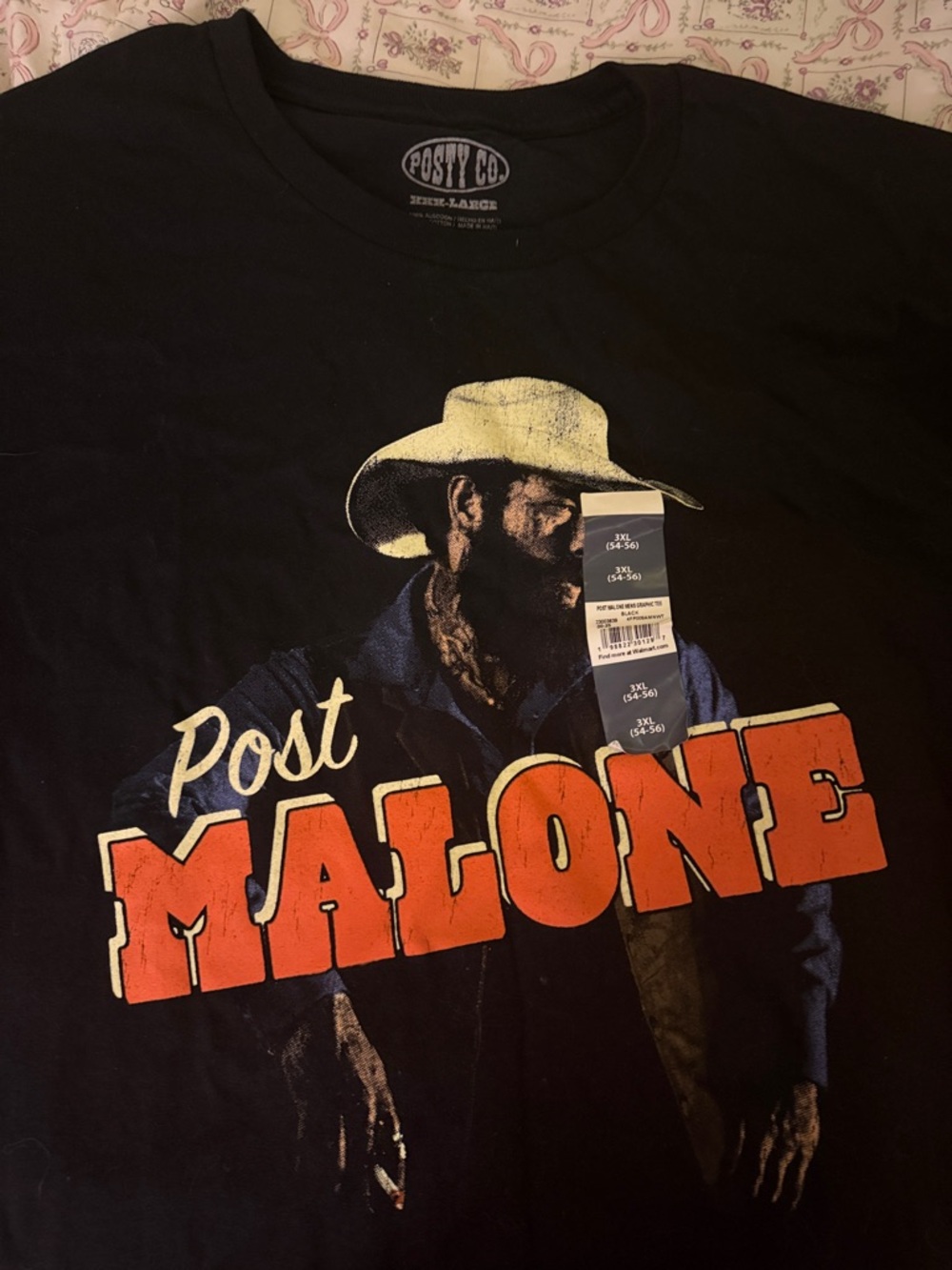 Post Malone Graphic Short Sleeve Tee - Black with Orange Print